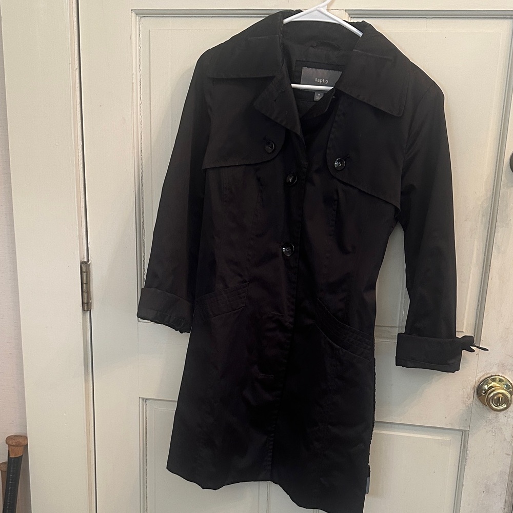 Apt. 9 Women's Black Trench Coat with Button Front